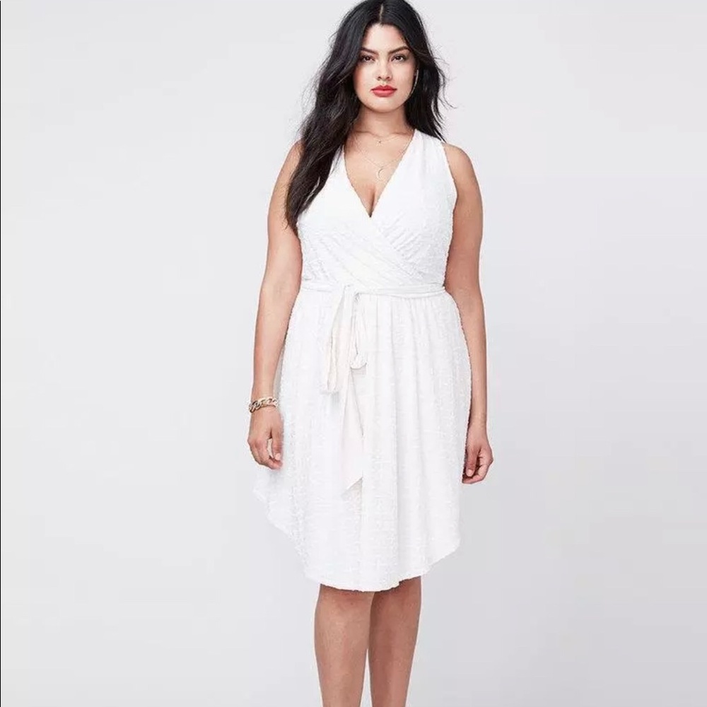 Rachel Roy White Sleeveless Halter Wrap Dress